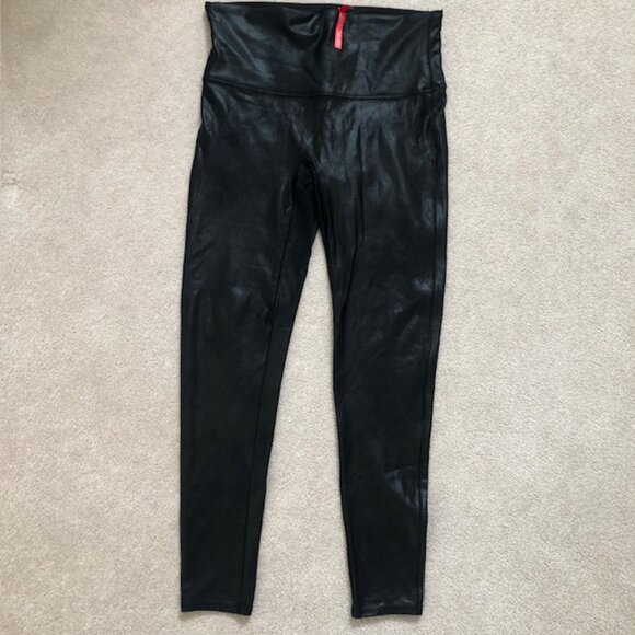 SPANX Faux Leather Look Tights / Leggings with Sheen in Black - Size XL - Picture 1 of 7